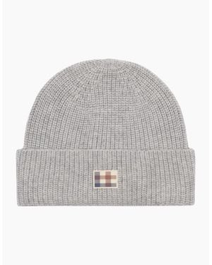 Aquascutum Active Label Light Melange Beanie Hat - Grey