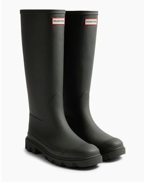 HUNTER Downpour Tall Rubber Wellington Boots - Black