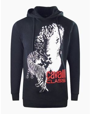 Roberto Cavalli Cavalli Class Large Tiger Logo Hoodie - Blue