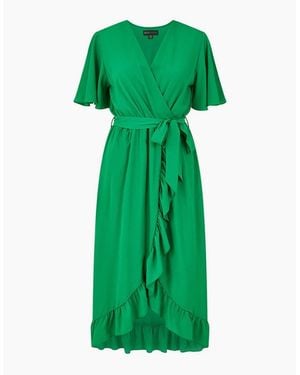 Mela London Greenwrap V-Neck Midi Wrap Dress