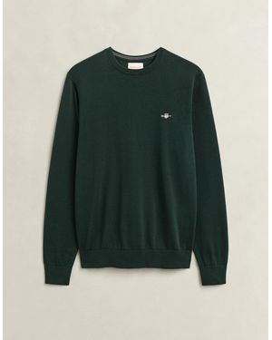GANT Classic Cotton Shield Logo Crew Neck Jumper - Green