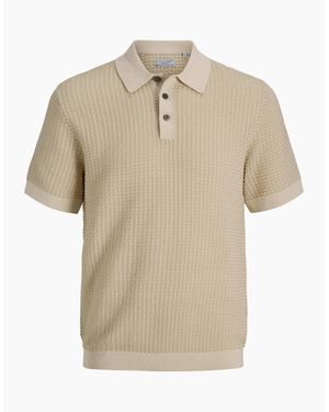 Jack & Jones Knit Polo Short Sleeve Whitecap/Twist - Natural