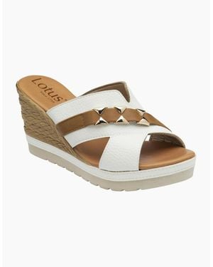 Lotus Barracuda Wedge Sandals - White