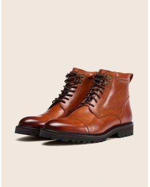 Oliver Sweeney Antiqued Leather Brogue Boots - Brown