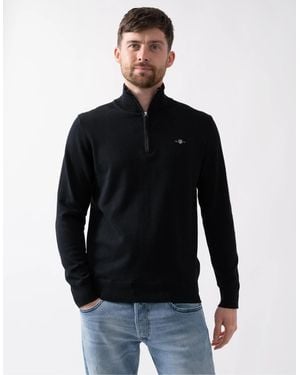 GANT Classic Cotton Half Zip Jumper - Blue