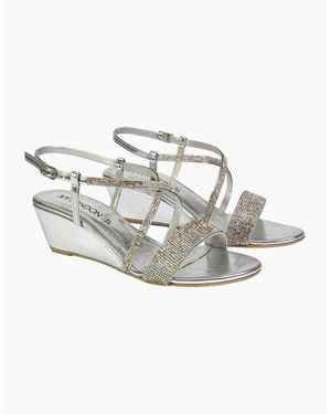 XY London Ladies Ocean Diamante Wedge Sandals - Metallic