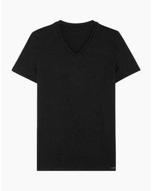 Hom Tencel Soft V-Neck T-Shirt - Black