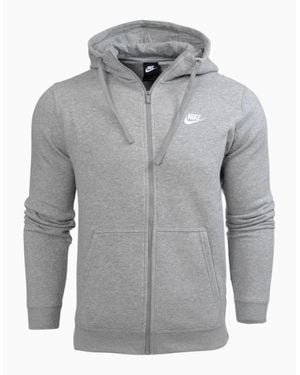 Nike Club Fleece Pullover Full Zip Hoodie - Grey