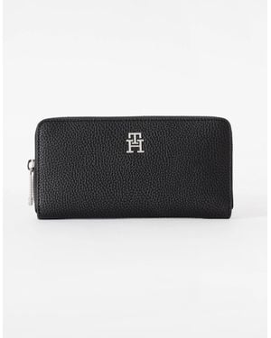 Tommy Hilfiger Th Emblem Large Zip Purse - Black