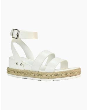 XY London Ladies Brook Platform Low Wedge Sandals - White
