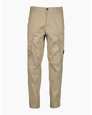 C.P. Company Satin Stretch Lens Cargo Trousers - Natural