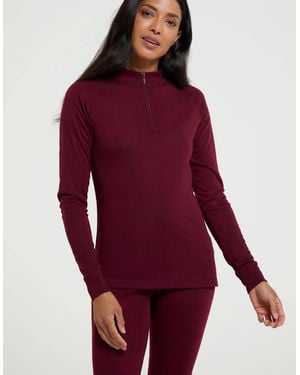 Mountain Warehouse Ladies Talus Zip Neck Long-Sleeved Thermal Top - Red