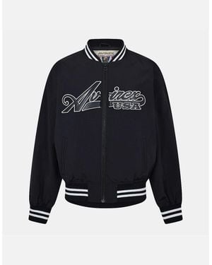 Avirex Nylon Bomber Jacket With Zipped Pocket And Ribbed Cuff - Blue