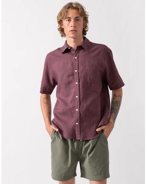 COLORFUL STANDARD Short Sleeve Linen Shirt - Red