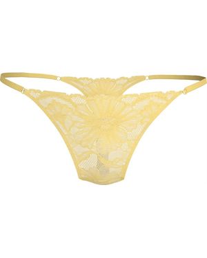 Tommy Hilfiger Floral Lace Tanga Thong, Citronella - Black