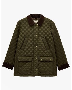 Joules Beatrix Showerproof Quilted Coat Khaki - Green