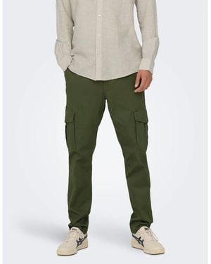 Only & Sons Dean Regular Fit Cargo Trousers - Green