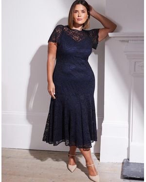 Live Unlimited London Lace Midaxi Dress - Blue