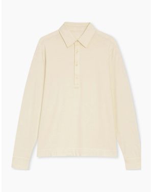Boglioli Garment Dyed Long Sleeve Polo Shirt - White
