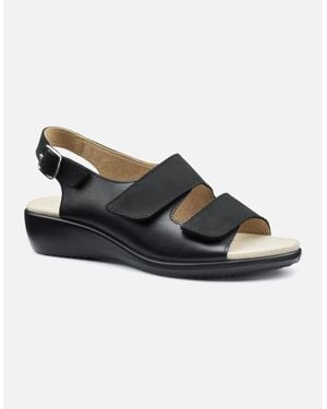 Hotter Easy Ii Wide Fit Wedge Sandals - Black