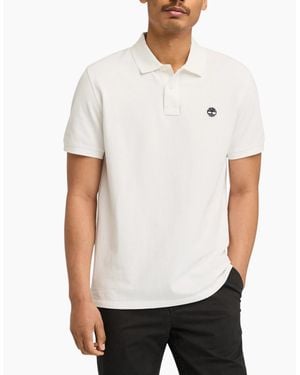 Timberland Polo Shirt Short Sleeve Millers River Pique Cotton Polo Shirts - White
