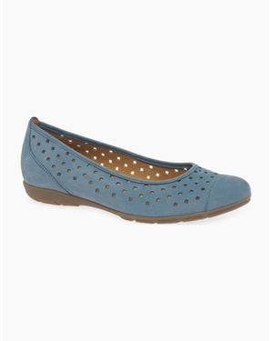Gabor Ruffle Punched Detail Casual Shoes - Blue