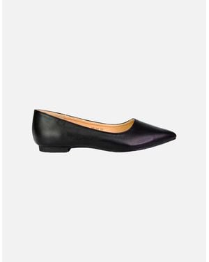 XY London Ladies Bubbles Pointed Ballerina Flats - Black