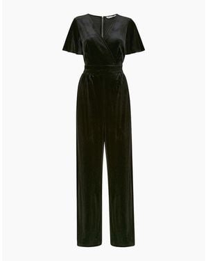 Yumi' V Neck Wrap Jumpsuit With Angel Sleeves - Black
