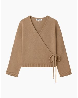 Ro&zo Camel Wrap Cardigan With Cashmere - Natural