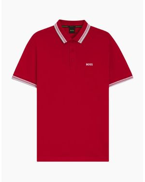BOSS Paddy Cotton Pique Polo Shirt - Red