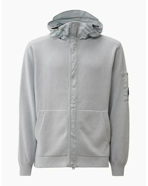 C.P. Company Cotton Mixed Hooded Lens Knit - Grey