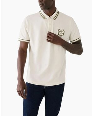 TRUE RELIGION Polo Shirt Relaxed Fit Laurel Buddah Face Pique Polo Shirts - White