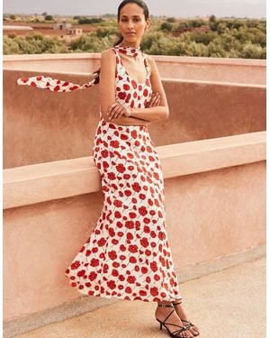 Ro&zo Ella Poppy-Print Scarf Detail Maxi Dress - Red