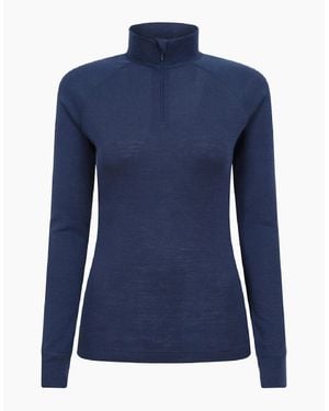 Mountain Warehouse Ladies Merino Wool Zip Neck Thermal Top - Blue