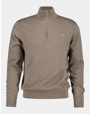 GANT Classic Cotton Shield Logo Half Zip Jumper - Grey