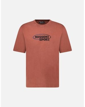 Missoni Sport Embroidery Logo Crew Neck T-Shirt Rust - Red