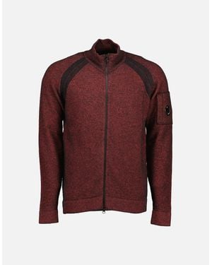 C.P. Company Knitted Lens Zip Cardigan - Red