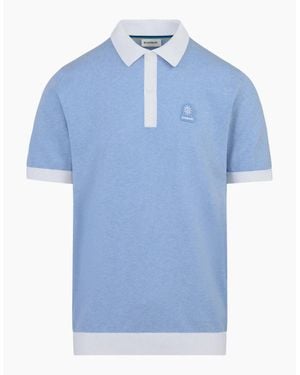 Sandbanks 3-Button Knitted Polo Dusty - Blue