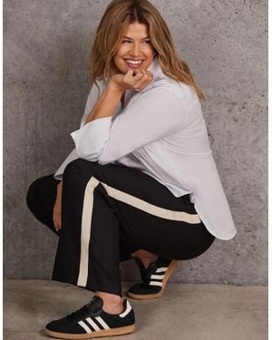 Live Unlimited London Wide-Leg Trousers With Contrast Side Detail - Grey