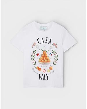 CASABLANCA Printed Fitted T-Shirt Casa Way - White