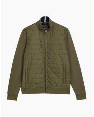 Ted Baker Entil Regular Fit Quilted Funnel Khaki Jacket - Green