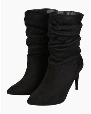 XY London Ladies Velma Ruched High Stiletto Heel Ankle Boots - Black