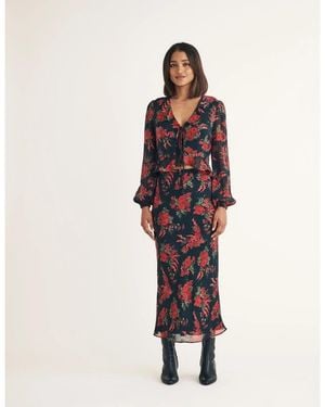 Nobody's Child Lotus Floral Patterned Midi Skirt - Brown