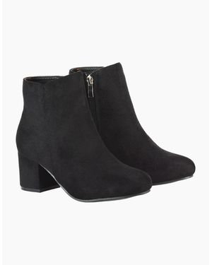 XY London Ladies Saffy Zipped Mid Block Heel Ankle Boots - Black