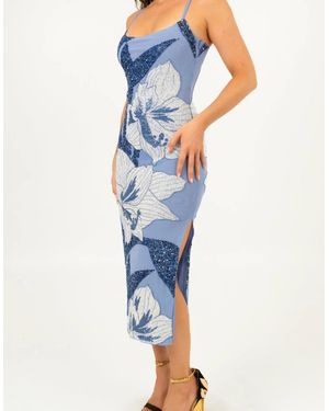 Oceanus Delilah Beaded Dress X By Poppy - Blue