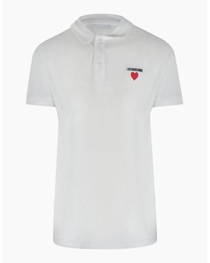 Love Moschino Small Heart Logo Polo Shirt - White