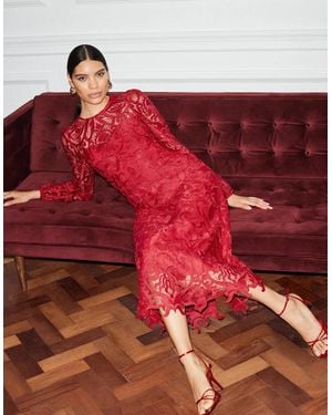 Ro&zo Kendall Lace Open Back Dress - Red