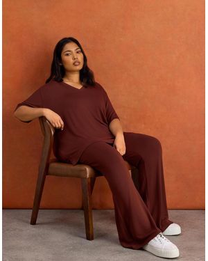 Live Unlimited London Supersoft Wide Leg Trouser - Brown