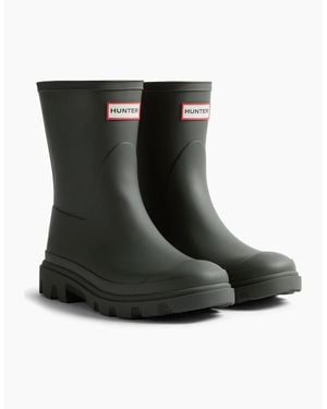 HUNTER Downpour Short Rubber Dark Wellington Boots - Black