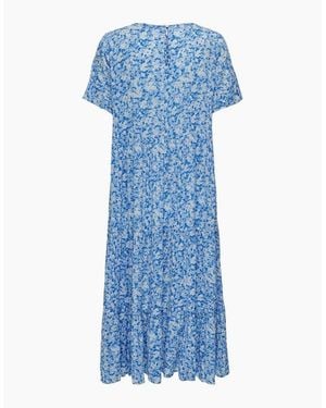 ONLY Short Sleeve Maxi Tiered Dress - Blue